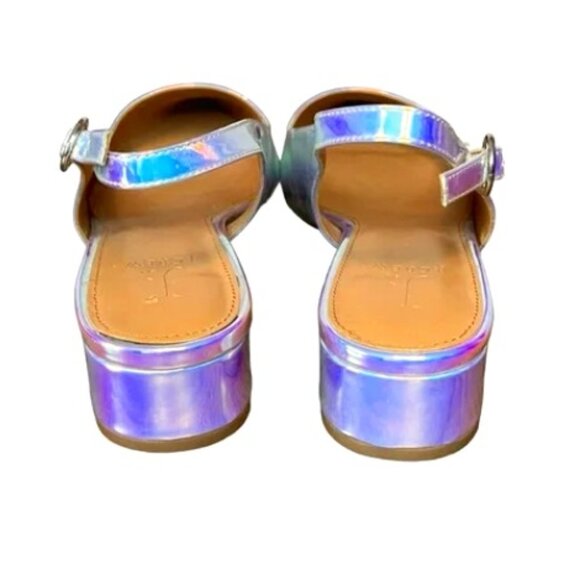 J Crew Lucie Iridescent Metallic Pointed Toe Slingback Low Block Heel flats 7 - Picture 7 of 8